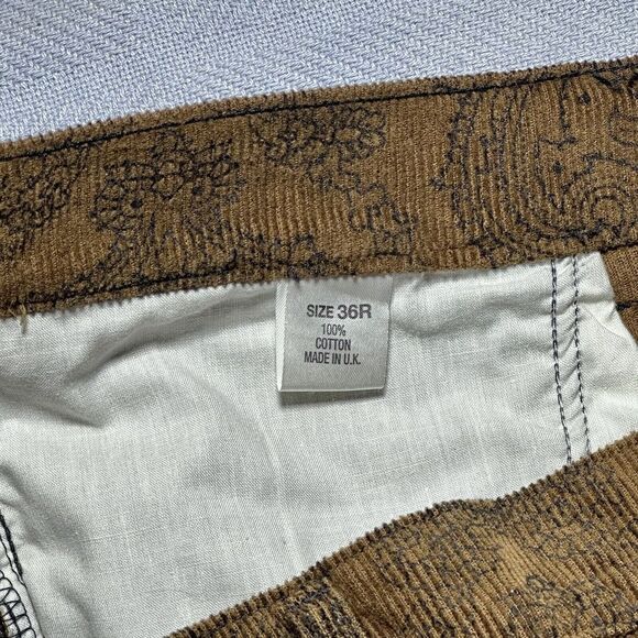 Run & Fly Brown Corduroy Paisley Flared Bell Bottom Pants Women's Sz 36R (38x32) - Picture 6 of 16